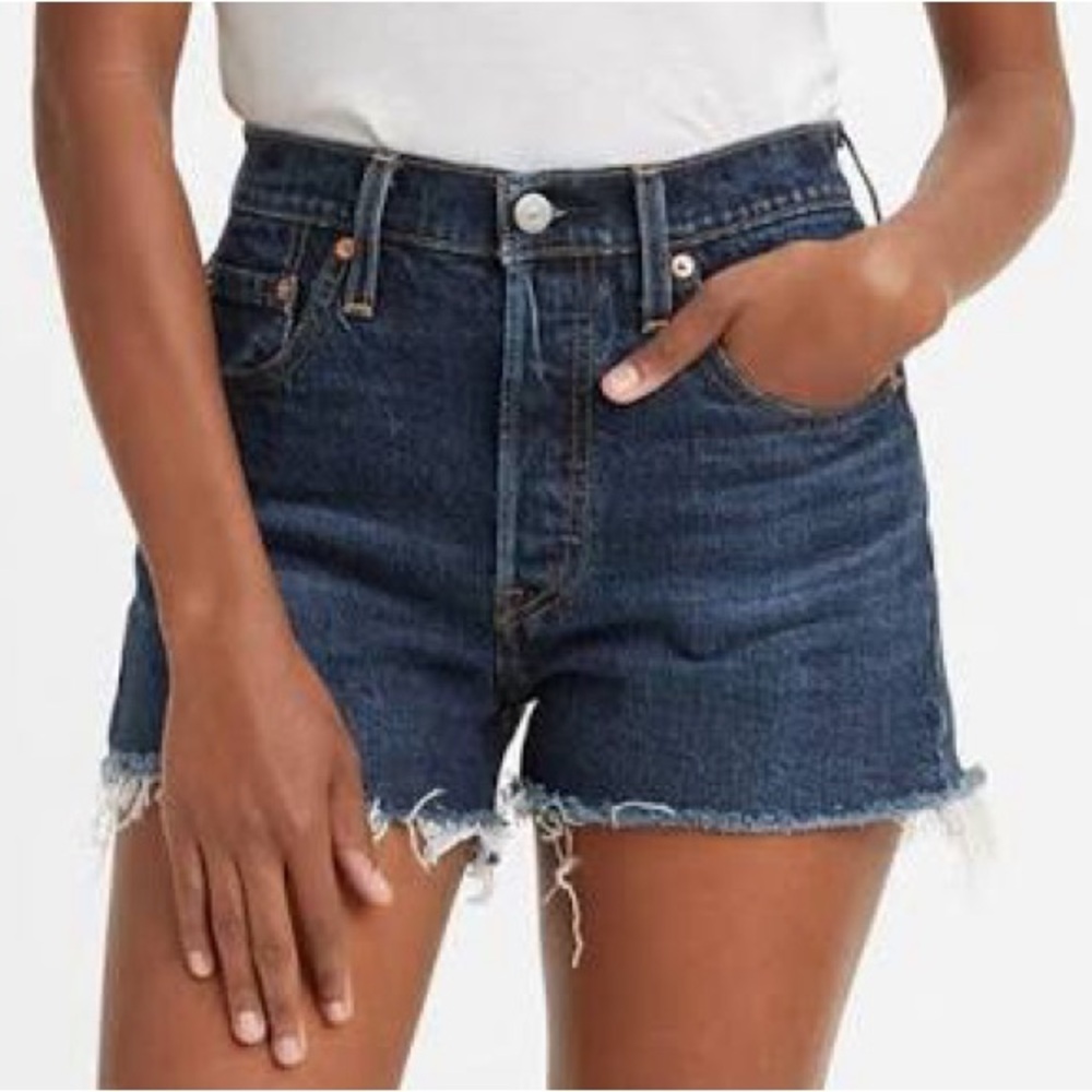 Levi's Classic Blue Frayed Jean Shorts